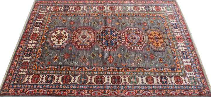 Gray Beige 5x7 Ft Hand Woven Rug - Tribal Afghan Rug - Soft LambsWool Rug - Bedroom Rug - Office Rug - Kitchen Rug - Family Room Rug-San Francisco Rugs--San Francisco Rugs