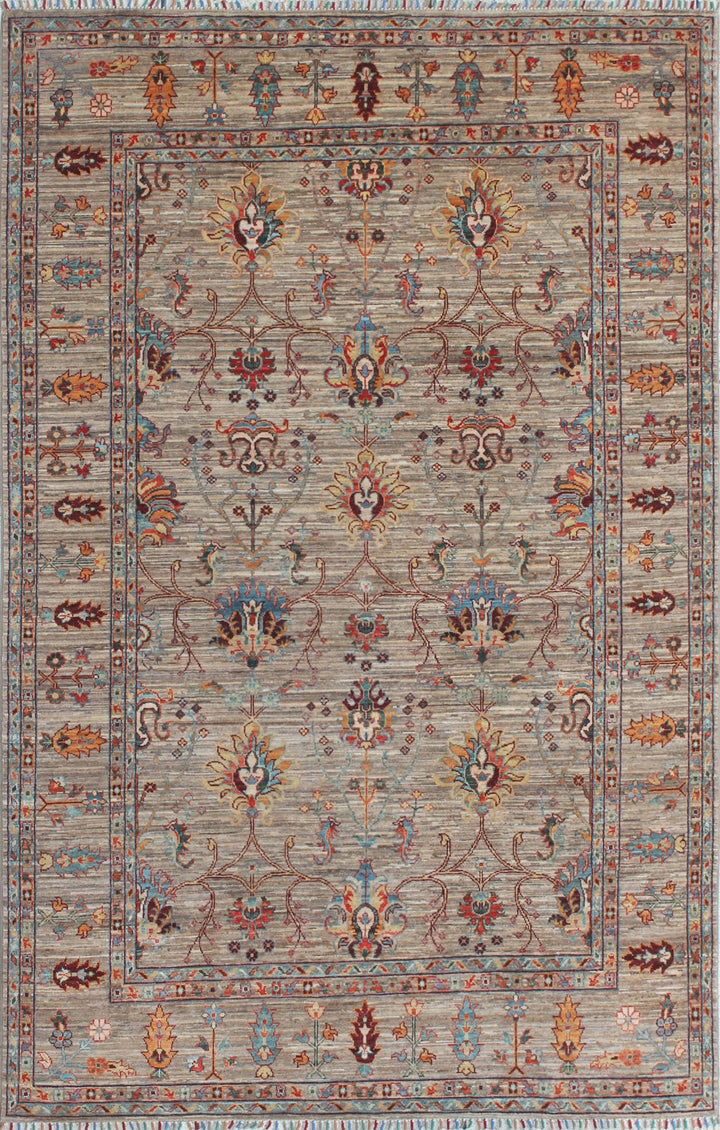 5'6x8'2 Ft Hand Knotted Rug - Natural Gray, LambsWool Rug - Tribal Afghan Rug - 6x8 Bedroom Rug - Living Room Rug - Office Rug - Home Decors-San Francisco Rugs--San Francisco Rugs
