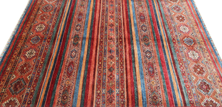 Multicolor 5'10x8'5 Ft Hand Knotted Wool Rug - Striped Design Rug - Turkish, Motif Rug - 6x9 Bedroom Rug - Family Room Rug - Home Decor Rugs-San Francisco Rugs--San Francisco Rugs