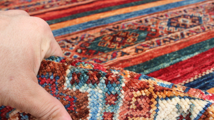 Multicolor 5'10x8'5 Ft Hand Knotted Wool Rug - Striped Design Rug - Turkish, Motif Rug - 6x9 Bedroom Rug - Family Room Rug - Home Decor Rugs-San Francisco Rugs--San Francisco Rugs