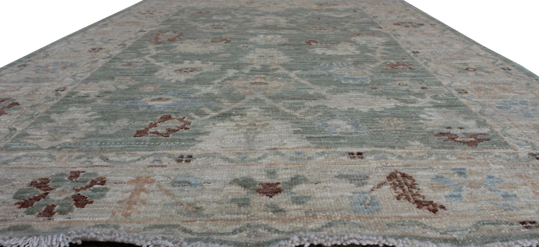 Tribal 4x6 Ft Hand Knotted Turkish Oushak Rug - Green Beige Brown Rug - Plush, Wool Rug - Oriental Area Rug - Entryway Rug - Small Area Rug-San Francisco Rugs--San Francisco Rugs