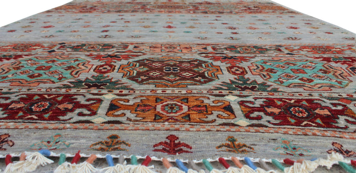 Gray 5x7 Ft Hand Knotted Wool Rug - Turkish Motif Rug - Tribal Area Rug - Striped Design Rug - Small Bedroom rug - Living Room Rug-San Francisco Rugs--San Francisco Rugs