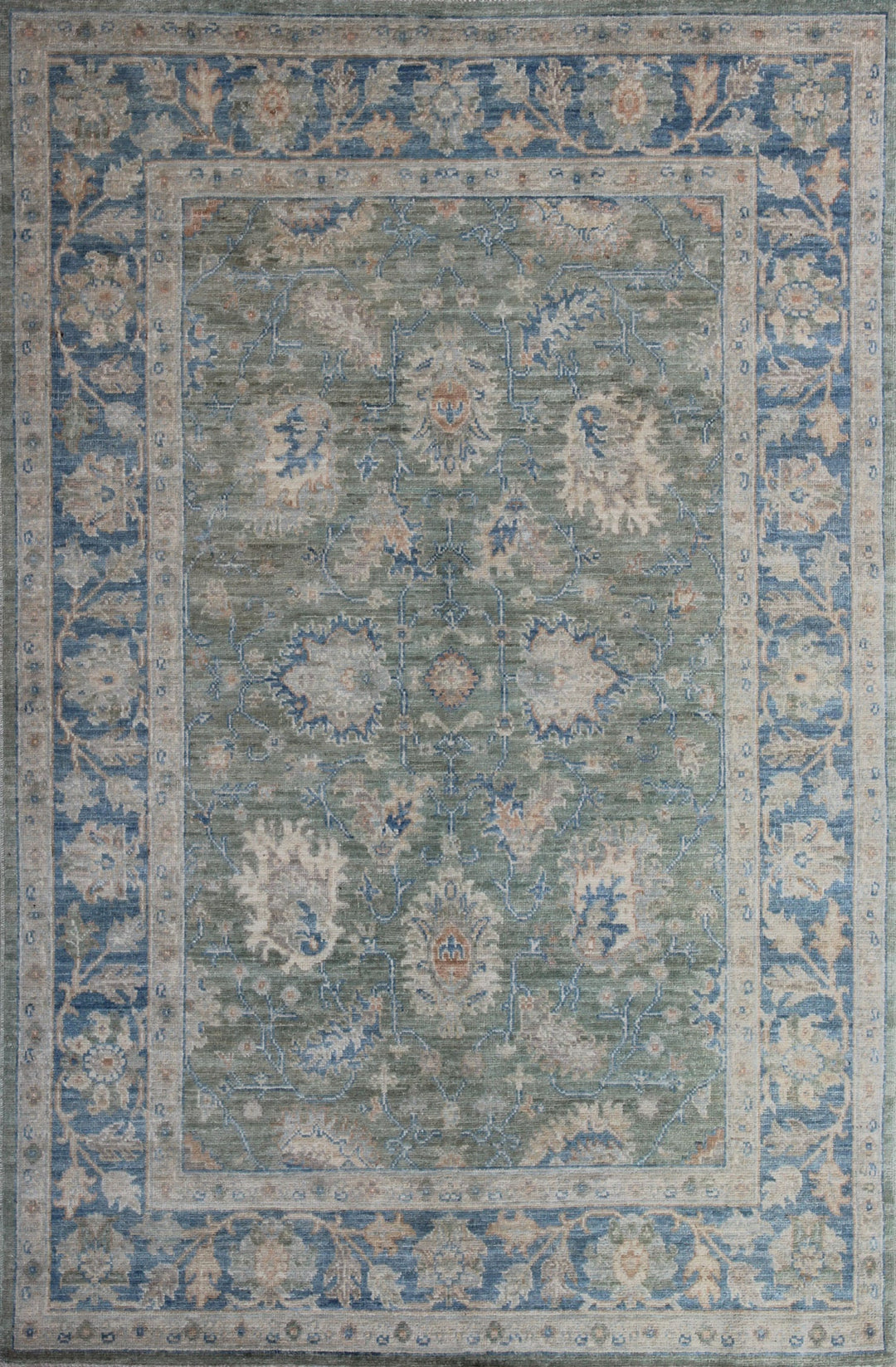 Green-Blue 5x7 Ft Hand Knotted Turkish Oushak Rug - Plush Wool Rug - Tribal Area Rug - Small Office Rug - Living Room Rug - Home Decor Rugs-San Francisco Rugs--San Francisco Rugs