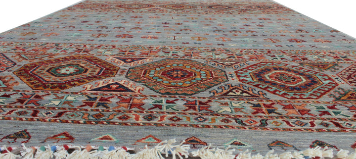 Gray 5x7 Ft Hand Knotted Wool Rug - Khoy Nomad Tribal Rug - Striped Design Rug - Area Rug For Dining Room, Office - Home Decor Rugs-San Francisco Rugs--San Francisco Rugs