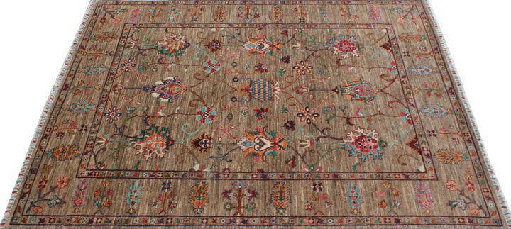 Gray 5x7 Ft Hand Knotted Rug - Floral Design Rug - Tribal Area Rug - Office Rug - Dining Room Rug - Living Room Rug - Home Decor Rugs-San Francisco Rugs--San Francisco Rugs
