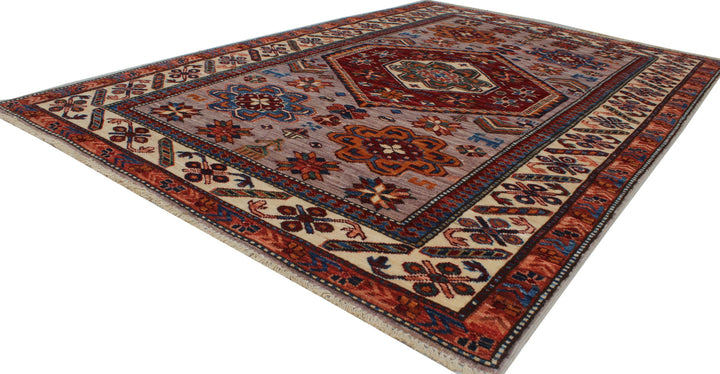 Tribal 4x6 Ft Hand Knotted Rug - Afghan Rug - Soft Plush Wool Rug - Beige Red Gray Rug - Small Office Rug - Kitchen Rug - Entryway Rug-San Francisco Rugs--San Francisco Rugs