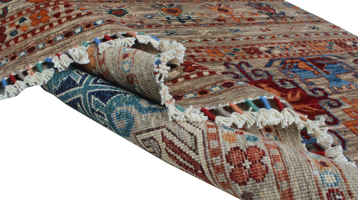 Gray 5x7 Ft Hand Knotted Tribal Rug - Oriental Afghan Rug - Khoy Nomad Rug - Area Rug For Office, Dining Room, Living Room - Home Decor Rugs-San Francisco Rugs--San Francisco Rugs