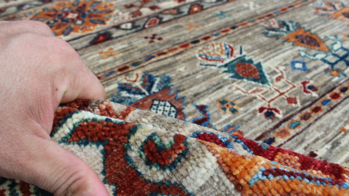 Gray 5x7 Ft Hand Knotted Tribal Rug - Oriental Afghan Rug - Khoy Nomad Rug - Area Rug For Office, Dining Room, Living Room - Home Decor Rugs-San Francisco Rugs--San Francisco Rugs