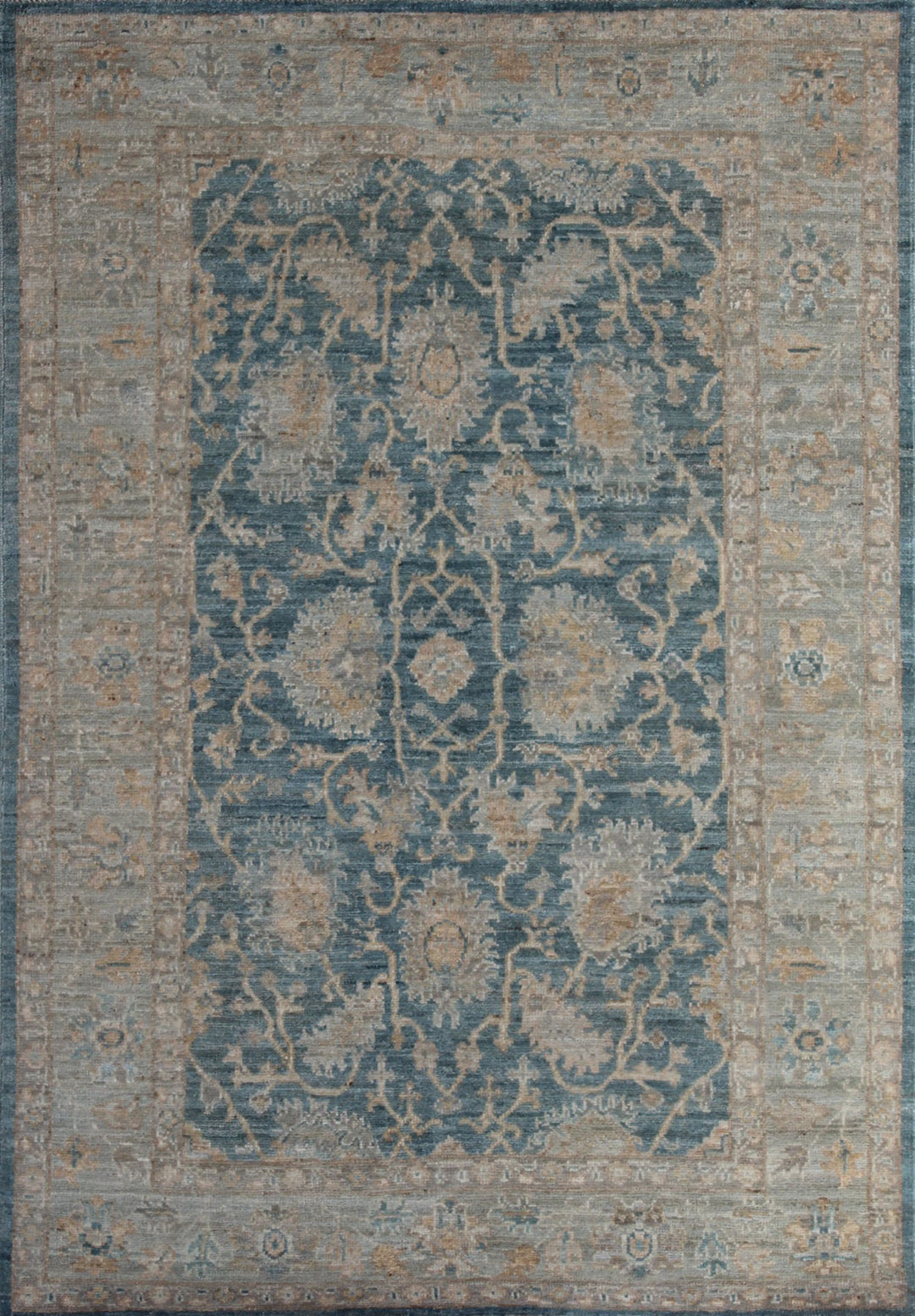 Blue-Gray Turkish Oushak Rug - Vintage 4x6 Area Rug - Muted, Soft Color Rug - Tribal Oushak Rug - Oriental Rug For Office - Entryway Rug-San Francisco Rugs--San Francisco Rugs