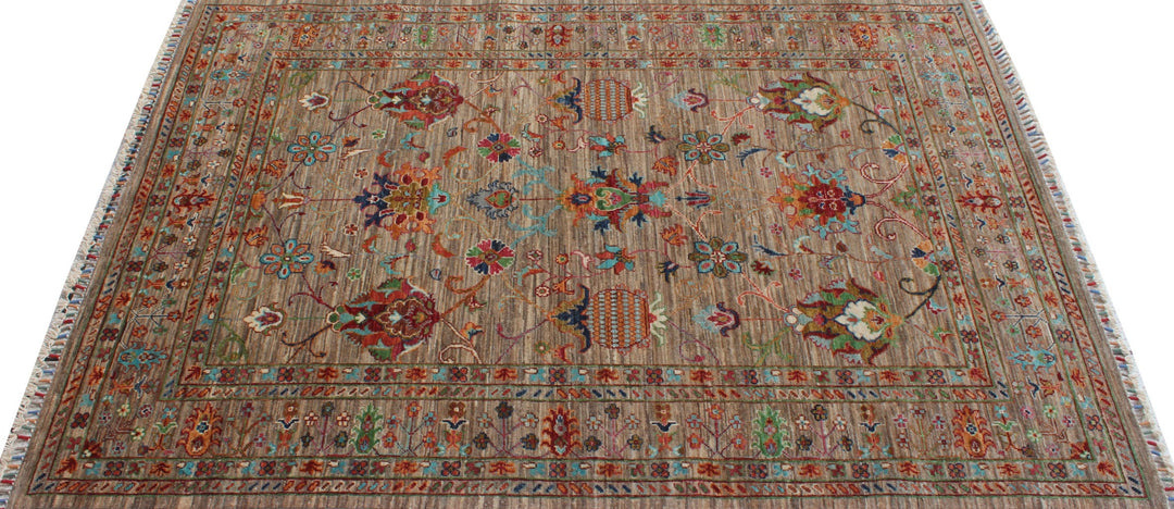 Gray 4'9X6'8 Ft Sultani Rug - Floral Design Rug - Hand Knot Wool Rug - Oriental Afghan Rug - 5x7 Office Rug - Living Room Rug - Home Decors-San Francisco Rugs--San Francisco Rugs