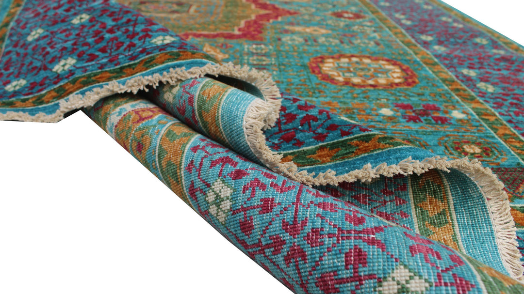 Green-Blue 5x7 Ft Hand Knotted Rug - Mamluk, Medallion Rug - Plush Wool Rug - Living Room Rugs - Area Rug For Dining Room - Office Rug-San Francisco Rugs--San Francisco Rugs