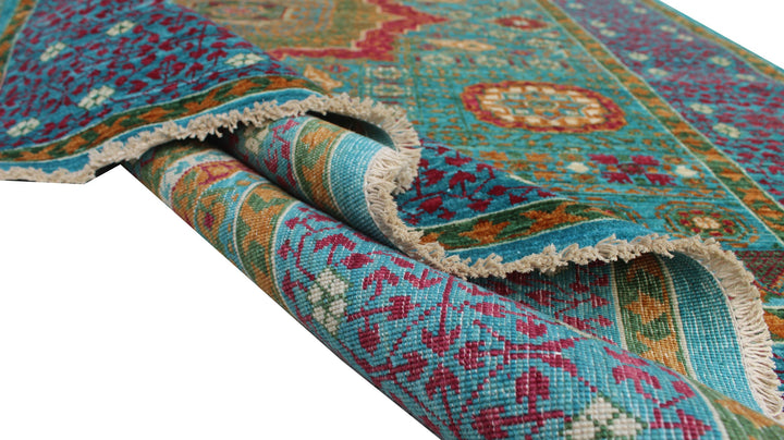 Green-Blue 5x7 Ft Hand Knotted Rug - Mamluk, Medallion Rug - Plush Wool Rug - Living Room Rugs - Area Rug For Dining Room - Office Rug-San Francisco Rugs--San Francisco Rugs