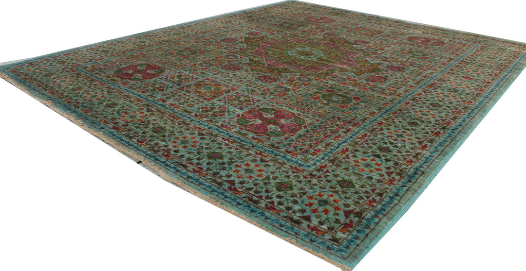 Turquoise 5'2x6'5 Ft Hand Knotted Rug - Ottoman Mamluk Rug - Beautiful Color Rug - 5x7 Dining Room, Living Room, Office Rug- Home Decor Rugs-San Francisco Rugs--San Francisco Rugs