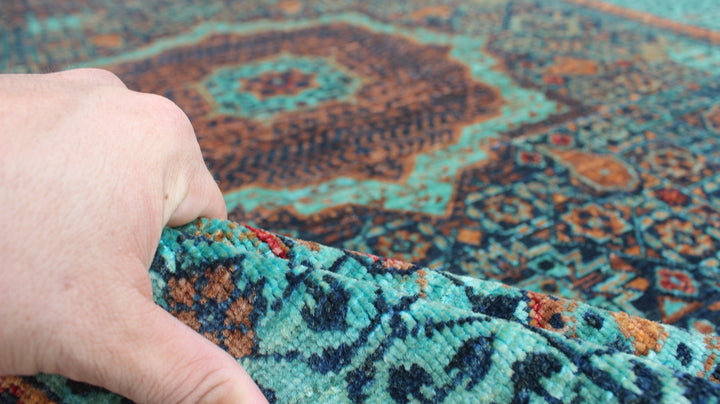 Pastel 6x8 Ft Hand Knotted Wool Rug - Blue Turquoise Rug - Mamluk, Medallion Rugs - Dining Room Rug - Living Room Rug - Area Rug For Office-San Francisco Rugs--San Francisco Rugs