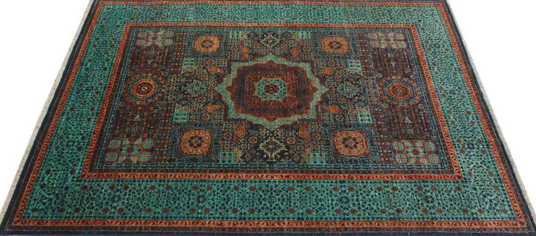 Pastel 6x8 Ft Hand Knotted Wool Rug - Blue Turquoise Rug - Mamluk, Medallion Rugs - Dining Room Rug - Living Room Rug - Area Rug For Office-San Francisco Rugs--San Francisco Rugs