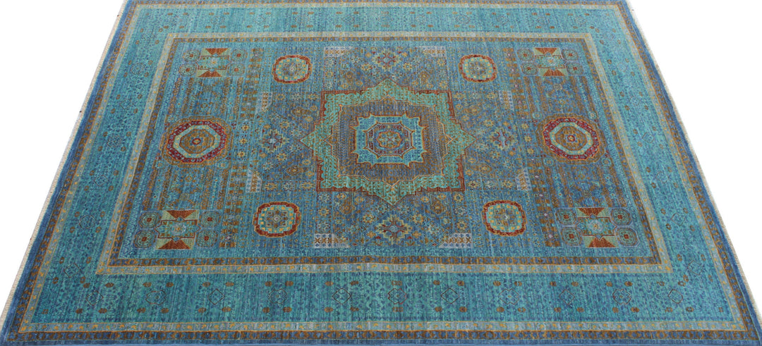 Turquoise 6x8 Ft Hand Knotted Mamluk Rug - High Quality Area Rug - Medallion Rug - Oriental Rug For Living Room, Dining Room, Bedroom-San Francisco Rugs--San Francisco Rugs