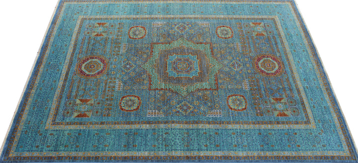 Turquoise 6x8 Ft Hand Knotted Mamluk Rug - High Quality Area Rug - Medallion Rug - Oriental Rug For Living Room, Dining Room, Bedroom-San Francisco Rugs--San Francisco Rugs