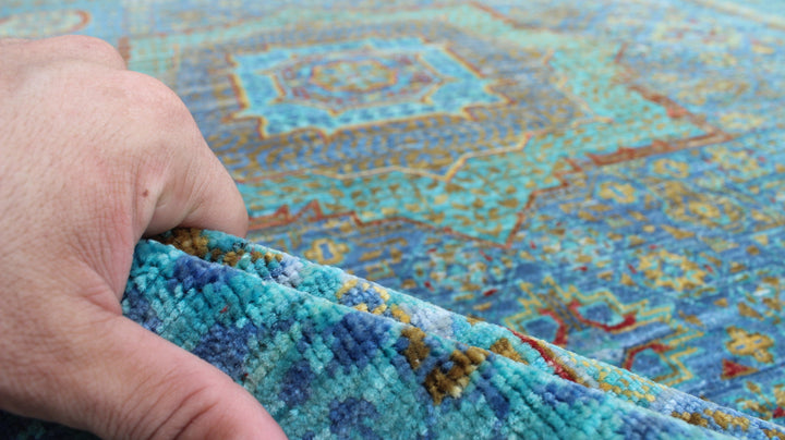 Turquoise 6x8 Ft Hand Knotted Mamluk Rug - High Quality Area Rug - Medallion Rug - Oriental Rug For Living Room, Dining Room, Bedroom-San Francisco Rugs--San Francisco Rugs