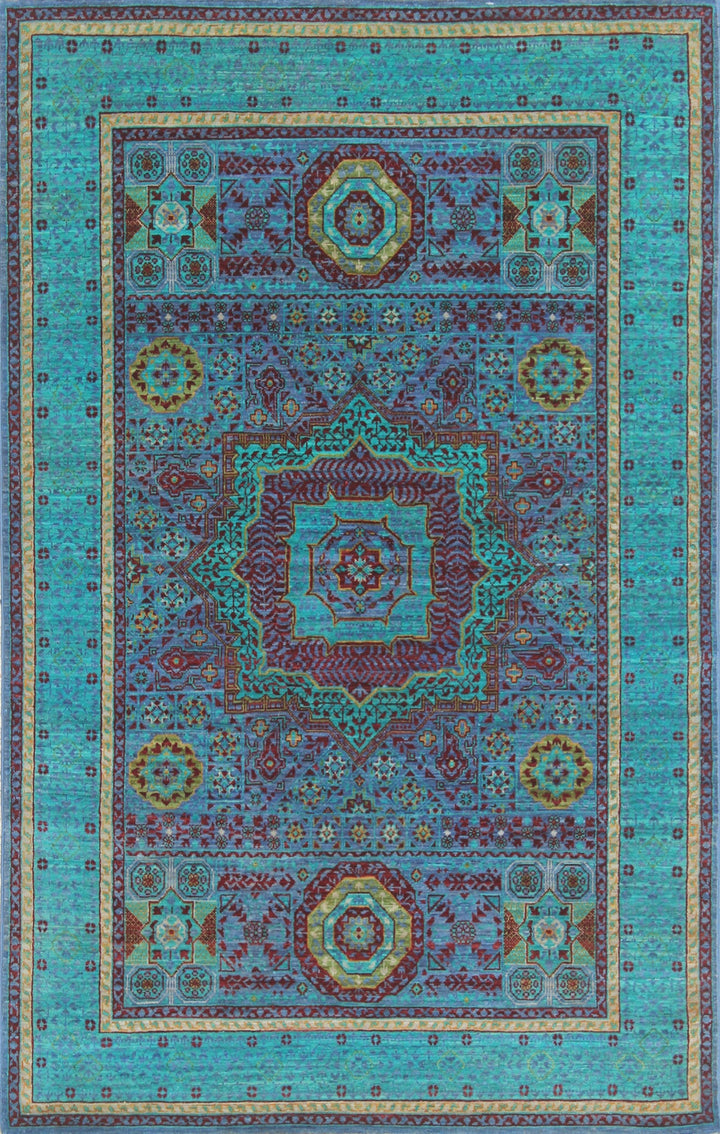 Pastel 4x6 Ft Hand knotted Rug - Turquoise Blue Mamluk Rug - Tribal Wool Rug - Entryway Rug - 4x6 Kitchen, Office Rug - Home Decor Rugs-San Francisco Rugs--San Francisco Rugs