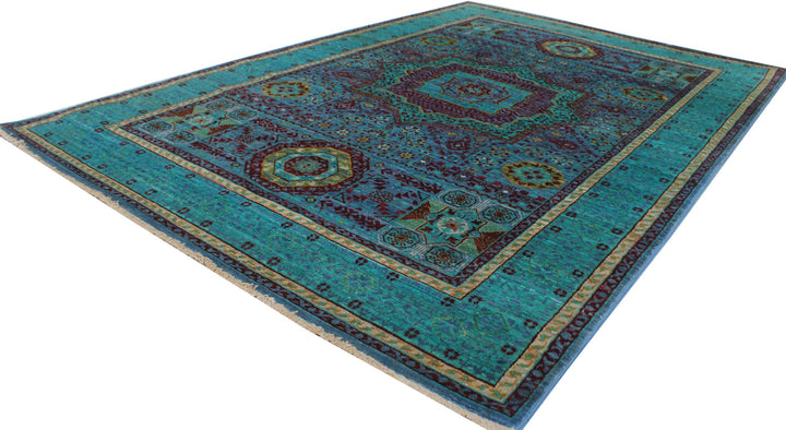 Pastel 4x6 Ft Hand knotted Rug - Turquoise Blue Mamluk Rug - Tribal Wool Rug - Entryway Rug - 4x6 Kitchen, Office Rug - Home Decor Rugs-San Francisco Rugs--San Francisco Rugs