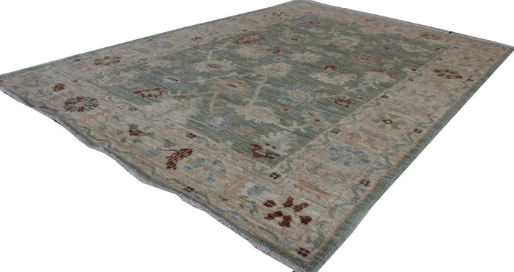 Tribal 4x6 Ft Hand Knotted Turkish Oushak Rug - Green Beige Brown Rug - Plush, Wool Rug - Oriental Area Rug - Entryway Rug - Small Area Rug-San Francisco Rugs--San Francisco Rugs