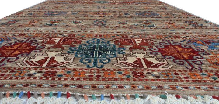 Gray 5x7 Ft Hand Knotted Tribal Rug - Oriental Afghan Rug - Khoy Nomad Rug - Area Rug For Office, Dining Room, Living Room - Home Decor Rugs-San Francisco Rugs--San Francisco Rugs