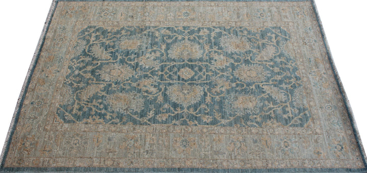Blue-Gray Turkish Oushak Rug - Vintage 4x6 Area Rug - Muted, Soft Color Rug - Tribal Oushak Rug - Oriental Rug For Office - Entryway Rug-San Francisco Rugs--San Francisco Rugs