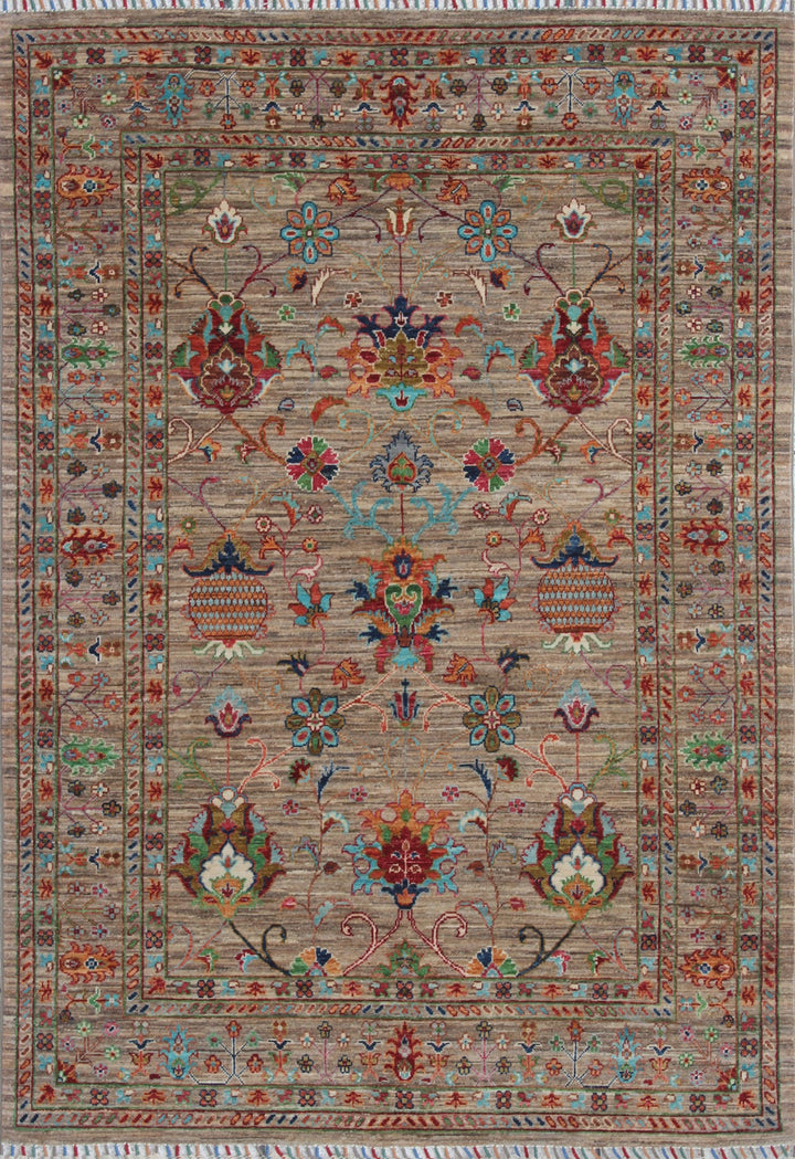 Gray 4'9X6'8 Ft Sultani Rug - Floral Design Rug - Hand Knot Wool Rug - Oriental Afghan Rug - 5x7 Office Rug - Living Room Rug - Home Decors-San Francisco Rugs--San Francisco Rugs