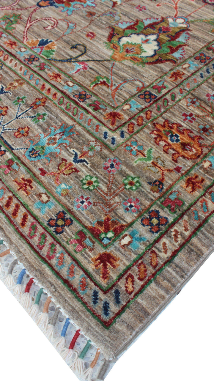 Gray 4'9X6'8 Ft Sultani Rug - Floral Design Rug - Hand Knot Wool Rug - Oriental Afghan Rug - 5x7 Office Rug - Living Room Rug - Home Decors-San Francisco Rugs--San Francisco Rugs